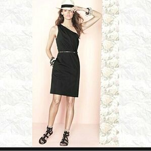 J Crew Black One Shoulder Dress Size 2